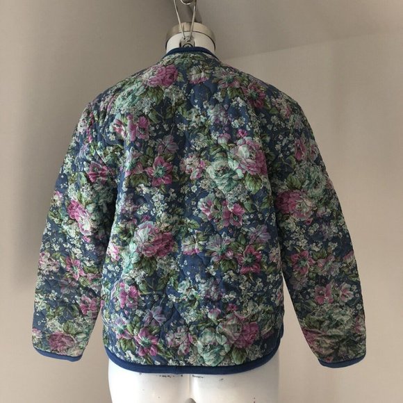 Vintage GEIGER AUSTRIA QUILTED JACKET BLUE FLORAL 36 S SM Small - Picture 6 of 9